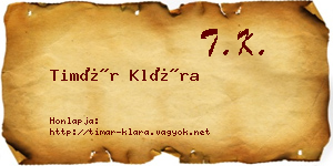 Timár Klára névjegykártya